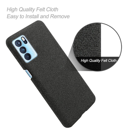 Woven Soft Fabric Case for Oppo Reno 6 Pro Back Cover, Shock Protection Slim Hard Anti Slip Back Cover (Black)