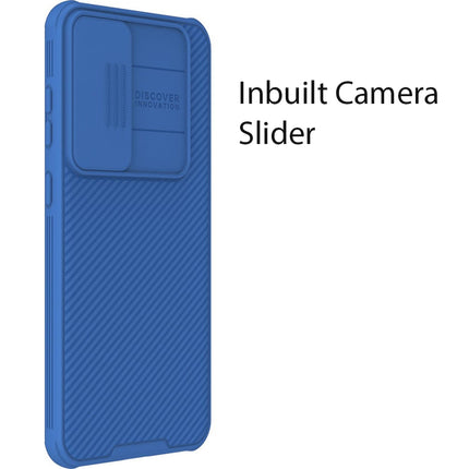 Mobizang Camshield Back Cover for Samsung Galaxy S24 | Inbuilt Slider Shockproof Lens Protection Case (Blue)