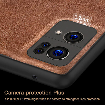 Tux Back Case For Oppo Reno 7 Pro (5G) , Slim Leather Case with Soft Edge Shockproof Back Cover (Brown)