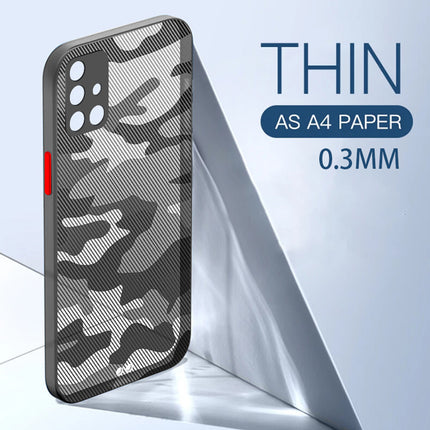 Camouflage Paper Thin Back Cover For Samsung Galaxy A51 , Super Slim Matte Translucent Full Protection Back Case (Black)