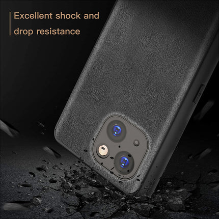 Mobizang Tux Leather Back Cover for Apple iPhone 15 Plus | Slim Shockproof Camera Protection Bumper Case (Black)