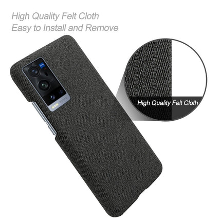 Woven Soft Fabric Case for Vivo X60 Pro Plus Back Cover, Shock Protection Slim Hard Anti Slip Back Cover (Black)