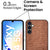 Mobizang Soft Fabric & Leather Hybrid Protective Cover for Samsung Galaxy A34 (5G) | Shockproof Slim Hard Anti Slip Back Case (Brown)