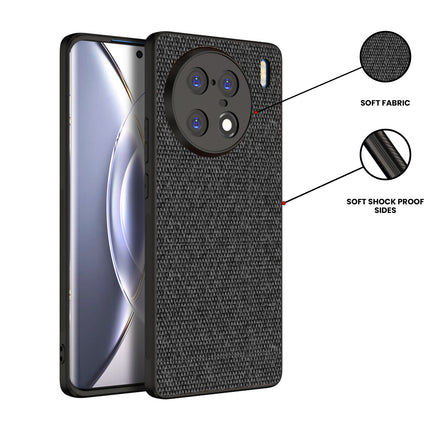 Mobizang Soft Full Fabric for Vivo X90 PRO (5G) Back Cover | Shockproof Slim Hard Anti Slip Back Case (Black)