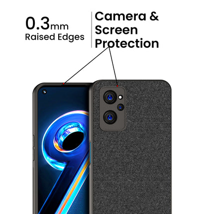 Soft Fabric & Leather Hybrid Protective Case Cover for Realme 9i (Black ,Brown)