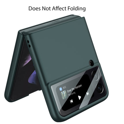 Ultra Thin Back Case for Samsung Galaxy Z Flip 3 , Inbuilt Glass Window Back Cover , Green