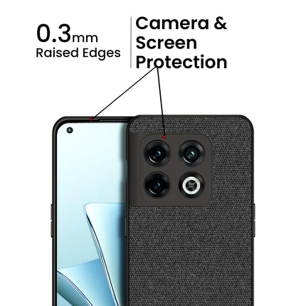 Soft Fabric & Leather Hybrid Protective Case Cover for OnePlus 10 Pro (Black,Brown)