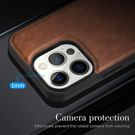 Tux Back Case for Apple iPhone 13 Pro Max , Slim Leather Case with Soft Edge Shockproof Back Cover (Brown)