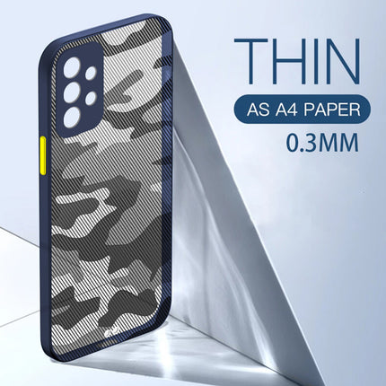 Camouflage Paper Thin Back Cover For Samsung Galaxy A32 , Super Slim Matte Translucent Full Protection Back Case (Blue)