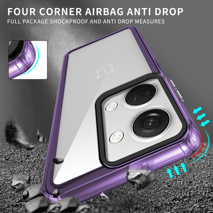 Mobizang Warrior Acrylic Clear Back Cover For OnePlus Nord 3 | Slim Shockproof [Military Grade Protection] Hybrid Bumper Case (Purple Sides)