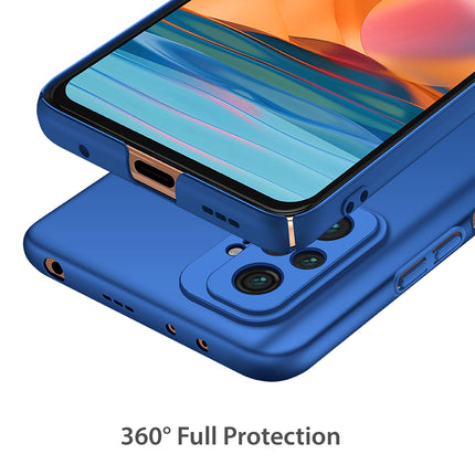 Silk Smooth Finish [Full Coverage] All Sides Protection Slim Back Cover For Xiaomi Redmi Note 10 Pro /  Note 10 Pro Max (Blue)