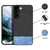 Soft Fabric & Leather Hybrid for Samsung Galaxy S21 FE Back Cover, Shockproof Protection Slim Hard Back Case (Black ,Blue)