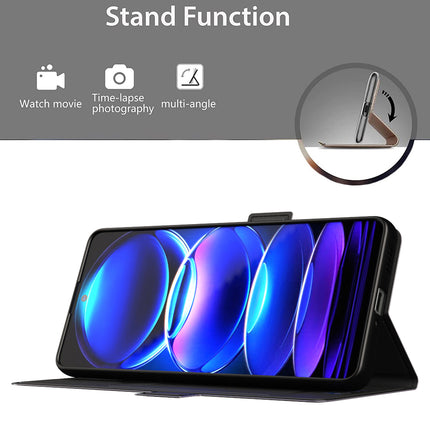 Mobizang Noble Slim Magnetic Leather Flip Cover for Redmi Note 12 PRO | Card Holder Stand Leather Flip Wallet Case (Black)