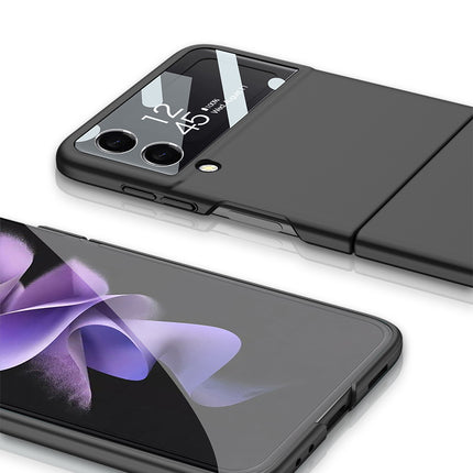 Mobizang Ultra Thin Back Case for Samsung Galaxy Z Flip4, Inbuilt Glass Window Back Cover, Black