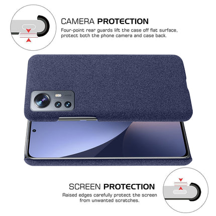 Mobizang Woven Soft Fabric Case for Xiaomi 12 Pro (5G) Back Cover,  Shock Protection Slim Hard Anti Slip Back Cover (Blue)