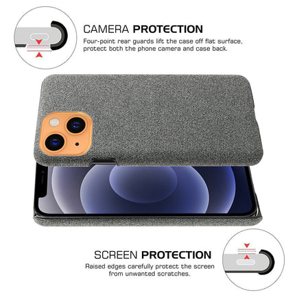 Woven Soft Fabric Case for Apple iPhone 13 MIni Back Cover, Shock Protection Slim Hard Anti Slip Back Cover (Grey)