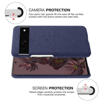 Mobizang Woven Soft Fabric Case for Google Pixel 7 Pro Back Cover, Shock Protection Slim Hard Anti Slip Back Cover (Blue)