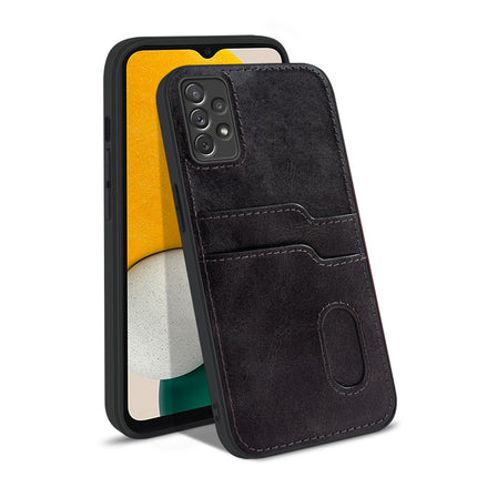 Mobizang Duo Wallet Back Case for Samsung Galaxy A73 (5G) , Slim Protective PU Leather Cover With Dual Inbuilt Card Pockets (Black)