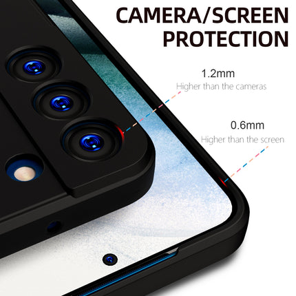 Matte Lens Protective Back Cover for Samsung Galaxy S22, Slim Silicone with Soft Lining Shockproof Flexible Full Body Bumper Case (Black)