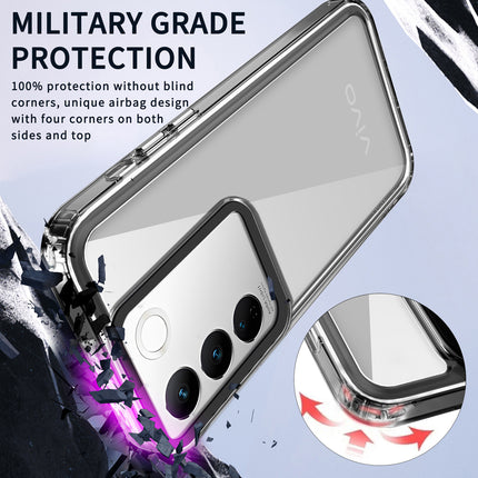 Mobizang Warrior Acrylic Clear Back Cover For Vivo V27 (5G) / Vivo V27 PRO (5G) | Slim Shockproof [Military Grade Protection] Hybrid Bumper Case (Black Sides)