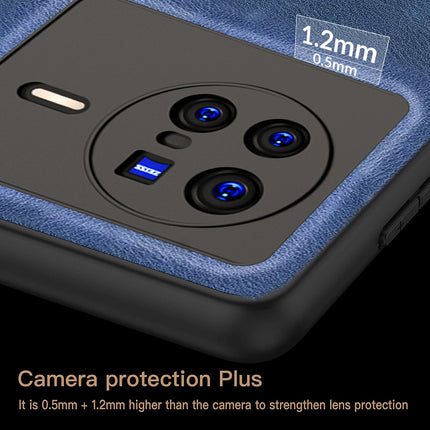 Tux Back Case for Vivo X80 , Slim Leather Case with Soft Edge Shockproof Back Cover (Blue)