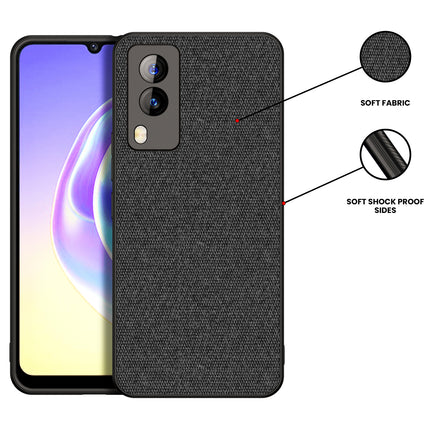 Soft Full Fabric Protective Back Case Cover for Vivo V21E (5G) (Black)