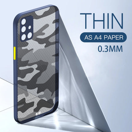 Camouflage Paper Thin Back Cover For Samsung Galaxy A51 , Super Slim Matte Translucent Full Protection Back Case (Blue)