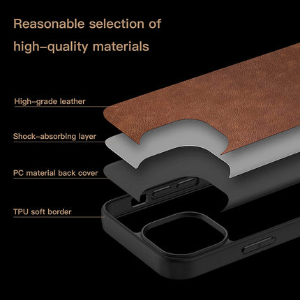 Mobizang Tux Back Case for Apple iPhone 14 Plus , Slim Leather Shockproof Camera Protection Back Cover (Brown)