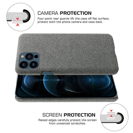 Woven Soft Fabric Case for Apple iPhone 13 Pro Max Back Cover, Shock Protection Slim Hard Anti Slip Back Cover (Grey)
