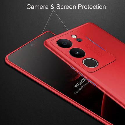 Mobizang Double Dip Full 360 Protection Back Case Cover With Stand for Vivo V29 (5G) / Vivo V29 Pro (5G) (Red)