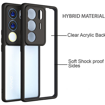 Mobizang Hawkeye Clear Back Cover for Vivo V29 (5G) / Vivo V29 Pro (5G) | Camera Lens Protector Shockproof Slim Clear Case Cover (Black Sides)