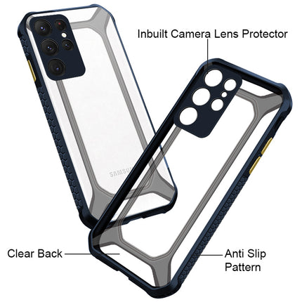 Unicorn for Samsung Galaxy S22 Ultra Clear Back Case, [Military Grade Protection] Shock Proof Slim Hybrid Bumper Cover (Blue)