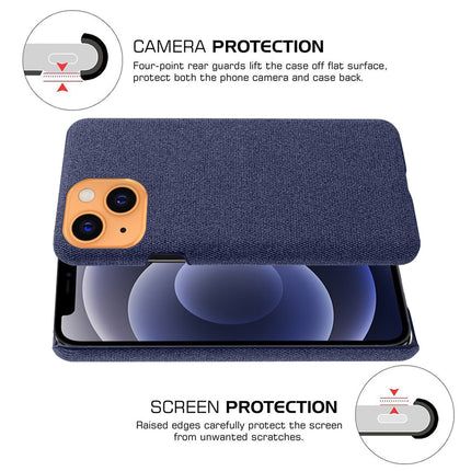 Woven Soft Fabric Case for Apple iPhone 13 Mini Back Cover, Shock Protection Slim Hard Anti Slip Back Cover (Blue)