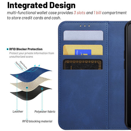 Mobizang Prime Slim Magnetic Flip Cover for OnePlus 10T | PU Leather Shockproof Folio Case with Card Holders RFID Blocking Kickstand (Blue)