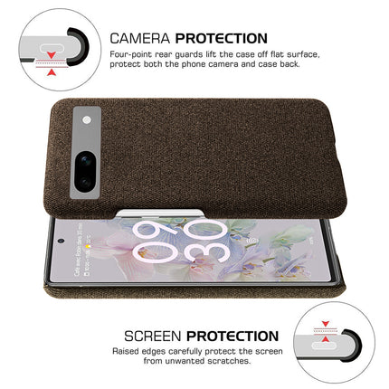 Mobizang Woven Soft Fabric Case for Google Pixel 7A Back Cover , Slim Hard Anti Slip Cover (Brown)