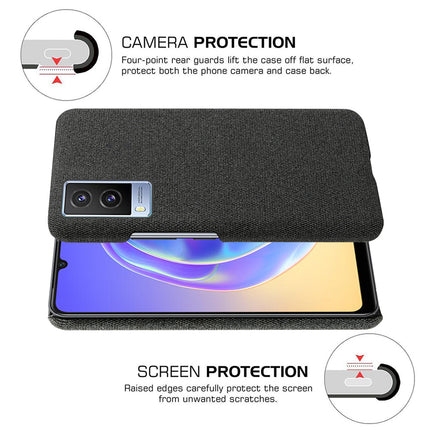 Woven Soft Fabric Case for Vivo V21E (5G) Back Cover, Shock Protection Slim Hard Anti Slip Back Cover (Black)