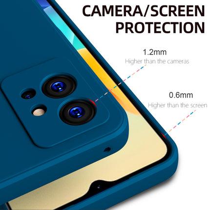 Matte Lens Protective Shockproof Flexible Back Cover for Vivo T1, Slim Silicone with Soft Lining Shockproof Flexible Full Body Bumper Case (Blue)
