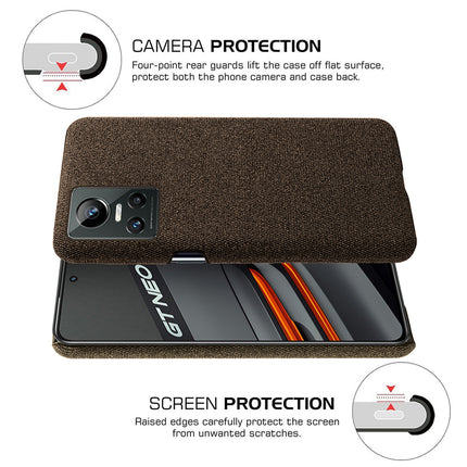 Mobizang Woven Soft Fabric Case for Realme GT Neo 3 (5G) Back Cover,  Shock Protection Slim Hard Anti Slip Back Cover (Brown)