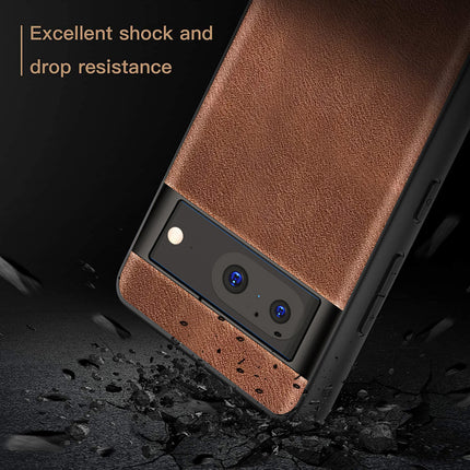 Mobizang Tux Leather Back Cover for Google Pixel 8 | Slim Shockproof Camera Protection Bumper Case (Brown)
