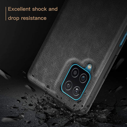 Tux Back Case for Samsung Galaxy A12 / F12 / M12 , Slim Leather Case with Soft Edge Shockproof Back Cover (Black)
