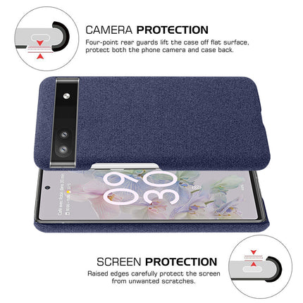 Mobizang Woven Soft Fabric Case for Google Pixel 6A Back Cover, Shock Protection Slim Hard Anti Slip Back Cover (Blue)