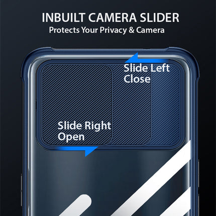 Slider Back Cover for Oppo A54 , [Military Grade Protection] Shockproof Slim Clear Camera Shield Bumper Back Case (Blue)
