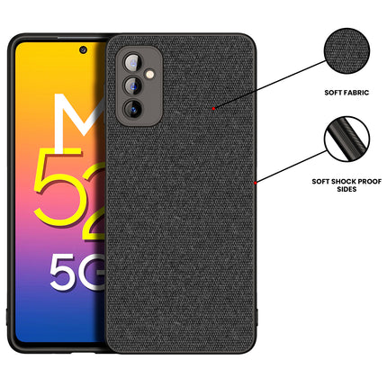 Soft Full Fabric Protective Back Case Cover for Samsung Galaxy M52 (5G) (Black)