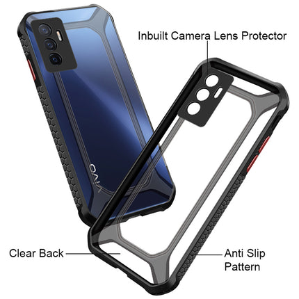 Mobizang Unicorn for Vivo V23E (5G) Clear Back Case, Shock Proof Slim Hybrid Bumper Cover (Black)