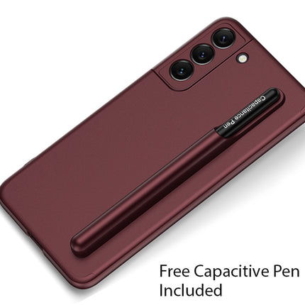 Double Dip Ultra Thin Back Case Cover for Samsung Galaxy S22 Plus , With Inbuilt Removable S Pen Holder (Burgundy)