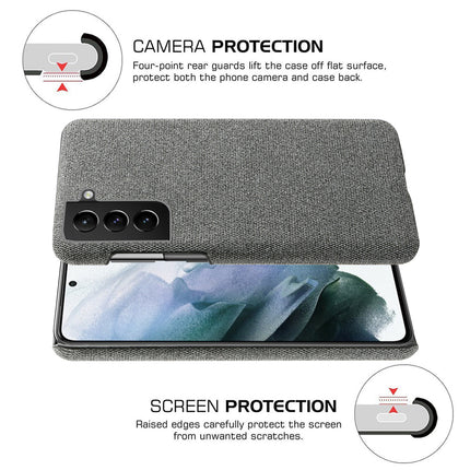 Woven Soft Fabric Case for Samsung Galaxy S22 Back Cover, Shock Protection Slim Hard Anti Slip Back Cover (Grey)