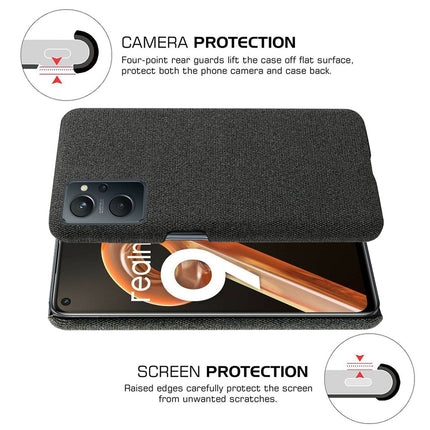 Woven Soft Fabric Case for Realme 9i Back Cover, Shock Protection Slim Hard Anti Slip Back Cover (Black)