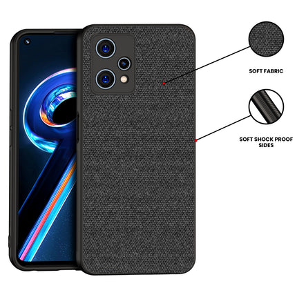 Soft Fabric Hybrid Protective Back Case Cover for Realme 9 Pro Plus (Black)