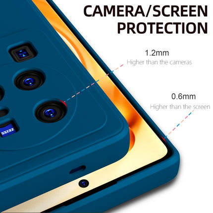Matte Lens Protective Shockproof Flexible Back Cover for Vivo X80 Pro, Slim Silicone with Soft Lining Shockproof Flexible Full Body Bumper Case (Blue)