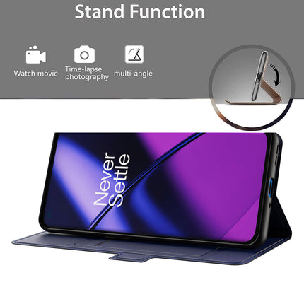 Mobizang Noble Slim Magnetic Leather Flip Cover for OnePlus 11R | Card Holder Stand Leather Flip Wallet Case (Blue)